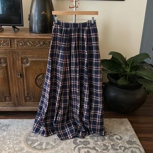 Vintage Plaid Maxi Skirt Waist 27”